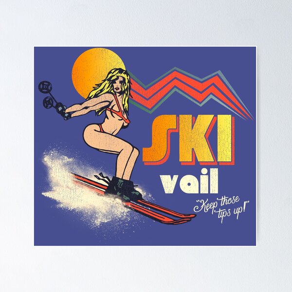 Retro 80s Ski Sport Fashion Woman Airbrush Poster for Sale by