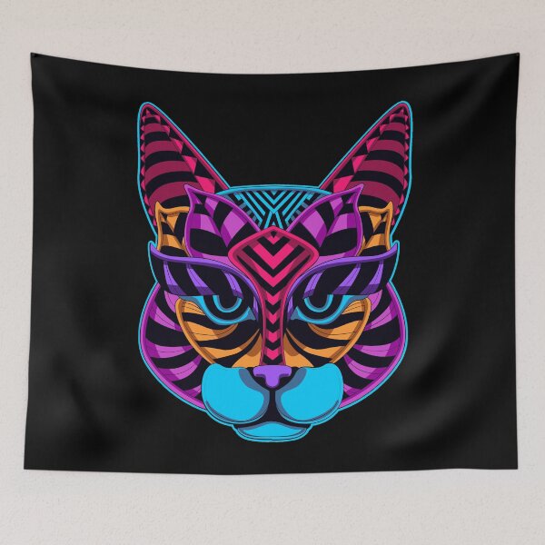 Item preview, trippy colorful cat designed and sold by Mashka93.