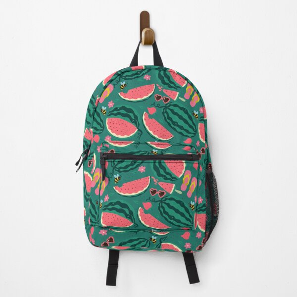 Item preview, pattern with watermelons on a green background designed and sold by burbura.