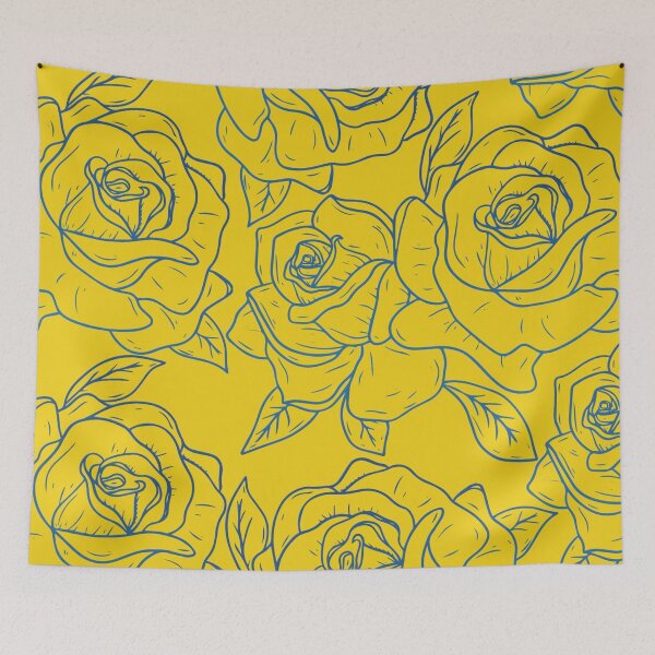 Item preview, Vintage Minimalistic Rose Floral Pattern On Yellow designed and sold by GraphicsClub.
