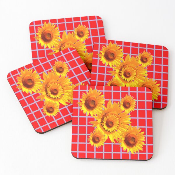 Item preview, YELLOW SUNFLOWER  RED ABSTRACT PATTERN ART designed and sold by sharlesart.