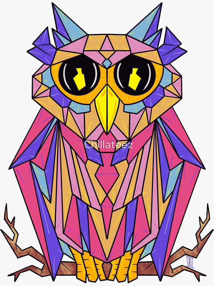 "Geometric owl" Sticker for Sale by Chillateez Redbubble