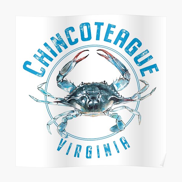 "Chincoteague Virginia Blue Crab Design" Poster for Sale by
