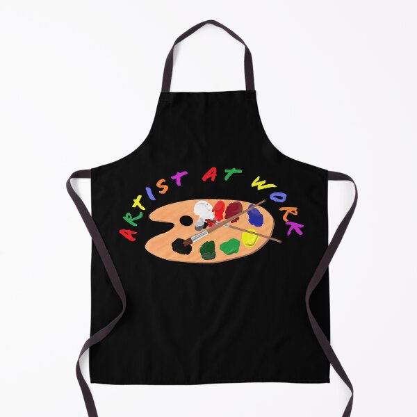 Item preview, Artist at Work. Wooden Artist Palette with Colorful Paints and Brushes. Multicolored Lettering. Black Background. designed and sold by ArtByLM.