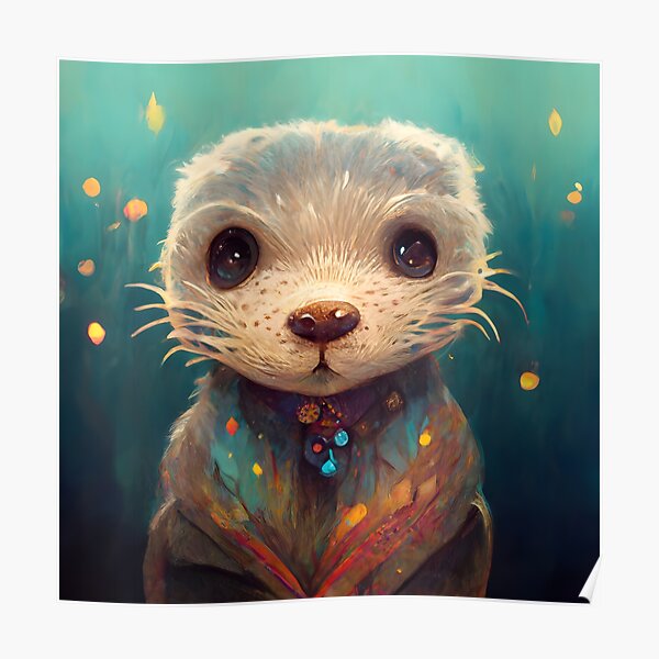 "Cute Otter Digital Art" Poster for Sale by CastilloStyle Redbubble