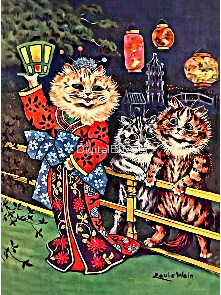 Vintage Louis Wain Geisha Cat Art Board Print for Sale by TeeARTHY