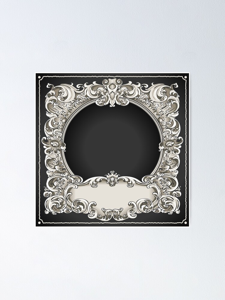 Wall Mural Black circle frame with floral border 