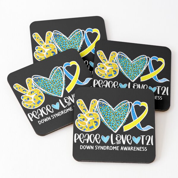 Item preview, Peace Love T21 Blue & Yellow Ribbon Down Syndrome Awareness designed and sold by EmilieWebeEW.