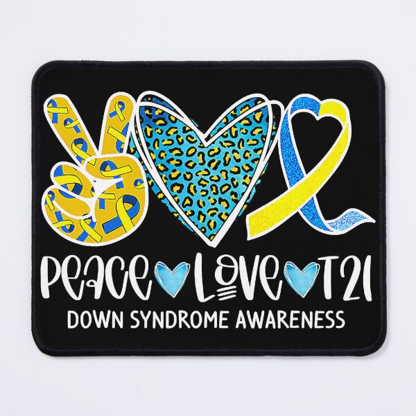 Item preview, Peace Love T21 Blue & Yellow Ribbon Down Syndrome Awareness designed and sold by EmilieWebeEW.