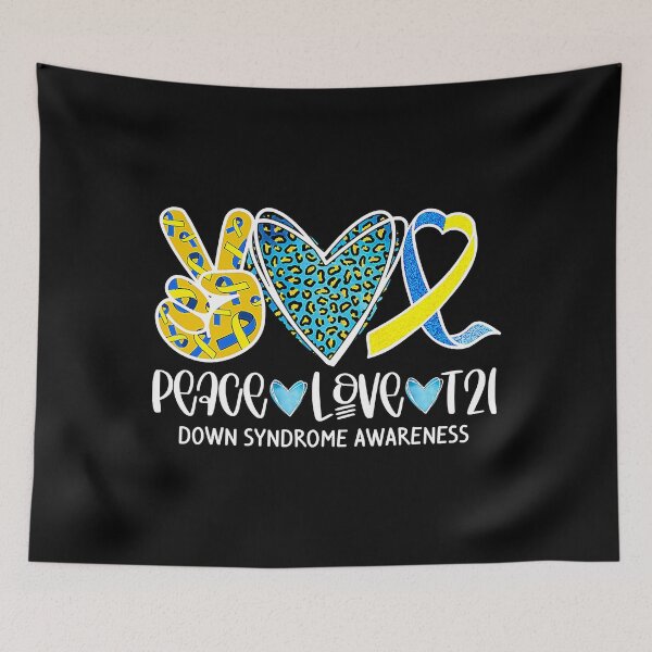 Item preview, Peace Love T21 Blue & Yellow Ribbon Down Syndrome Awareness designed and sold by EmilieWebeEW.
