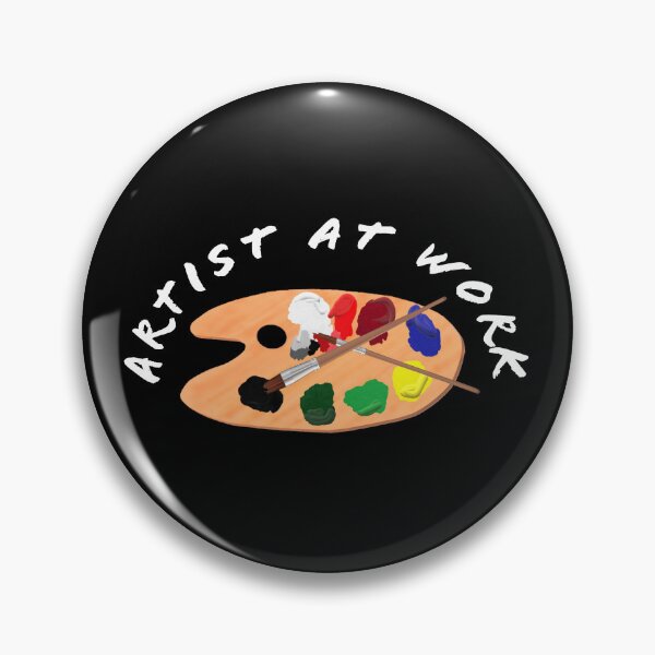 Item preview, Artist at Work. Wooden Artist Palette with Colorful Paints and Brushes. White Lettering. Black Background. designed and sold by ArtByLM.
