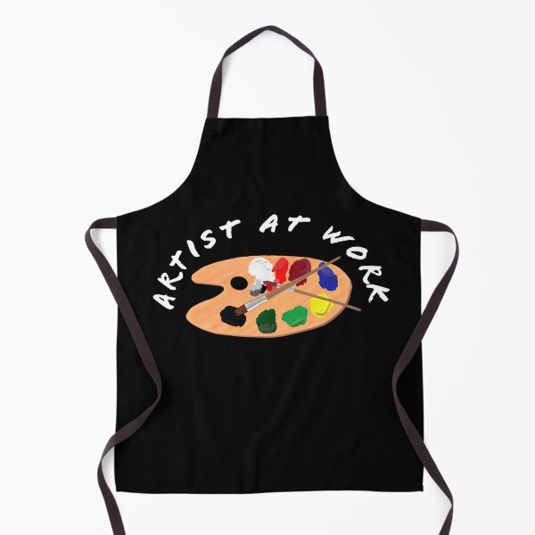 Item preview, Artist at Work. Wooden Artist Palette with Colorful Paints and Brushes. White Lettering. Black Background. designed and sold by ArtByLM.