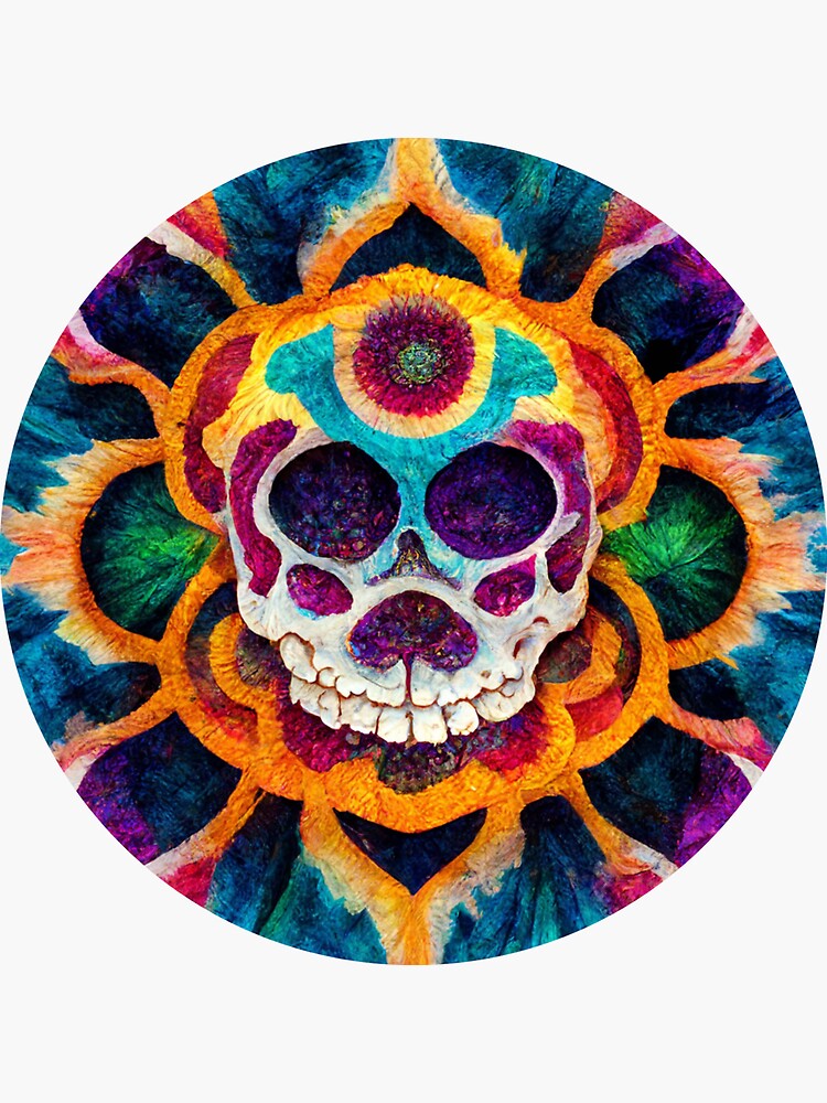 "pinata sugar skull tie dye mandala" Sticker for Sale by worn | Redbubble