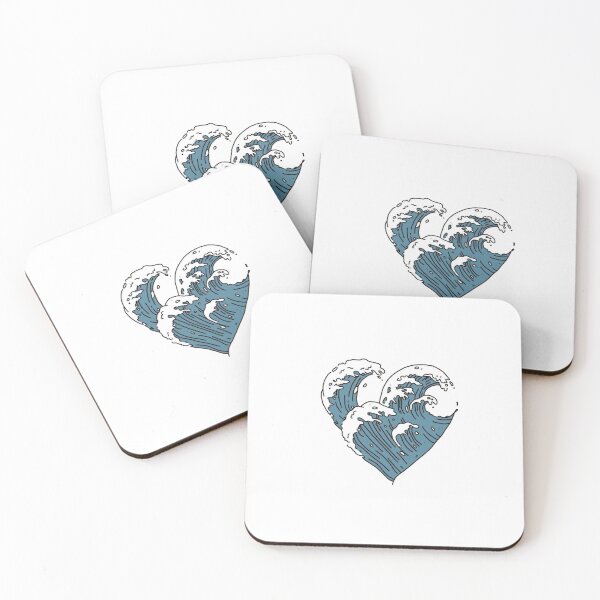 Item preview, Beach Waves Heart Surfing Summer Sticker designed and sold by Preppy Positivity.