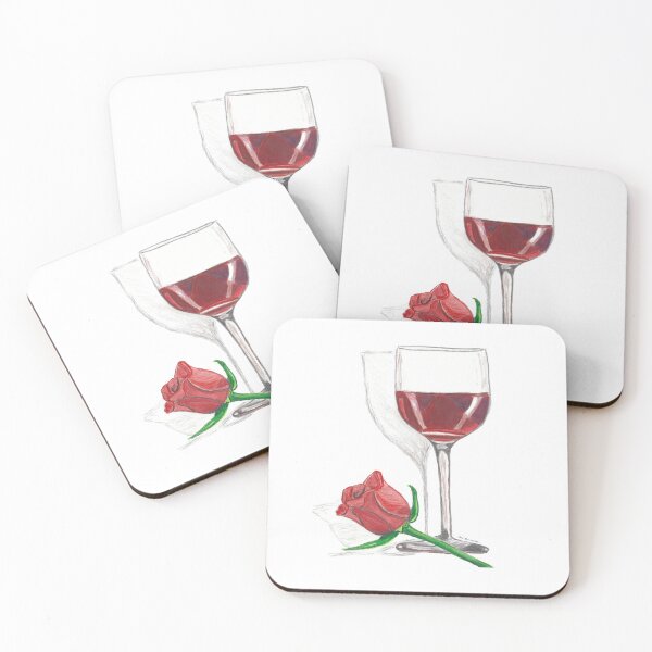 Item preview, Love is in the Air Wine Glass and Rose Hand Drawn Design designed and sold by AliCatOriginals.