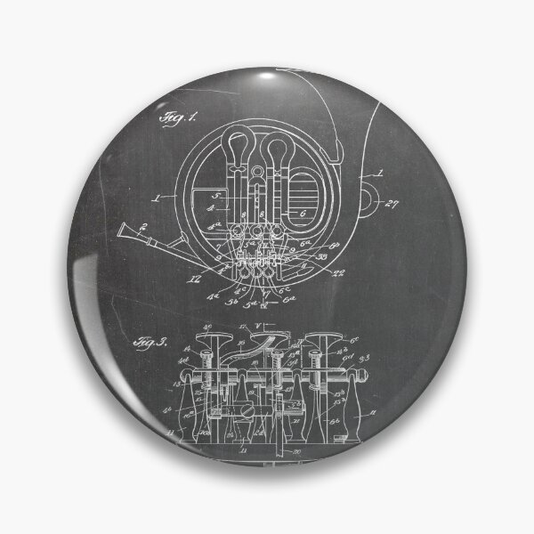 Item preview, French Horn Patent - Horn Player Art - Black Chalkboard designed and sold by patentpress.