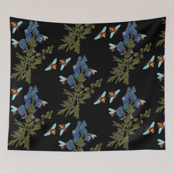 Item preview, botanical illustration of a plant and a bee  designed and sold by LoriClark29898.