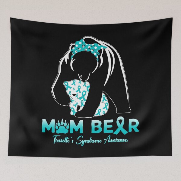 Item preview, Mom Bear Tourette's Syndrome Awareness Month Teal Ribbon designed and sold by EmilieWebeEW.