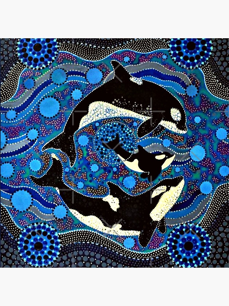 "ABORIGINAL AUSTRALIAN ORIGINAL AUTHENTIC ABSTRACT DOLPHIN ART" Poster