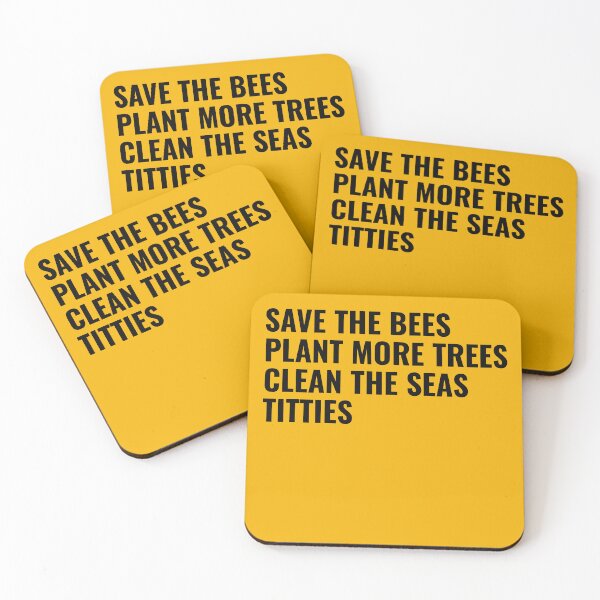 Aperçu de l'œuvre Save the Bees Plant More Trees Clean the Seas Titties Shirt, Tshirt, Save the Bees Yellow Tee, Funny Poetry, Back Print créée et vendue par pierrelaidesign.