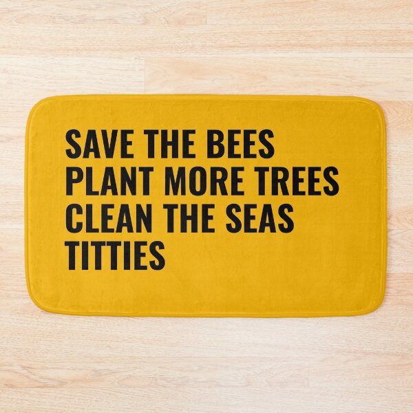 Item preview, Save the Bees Plant More Trees Clean the Seas Titties Shirt, Tshirt, Save the Bees Yellow Tee, Funny Poetry, Back Print designed and sold by pierrelaidesign.