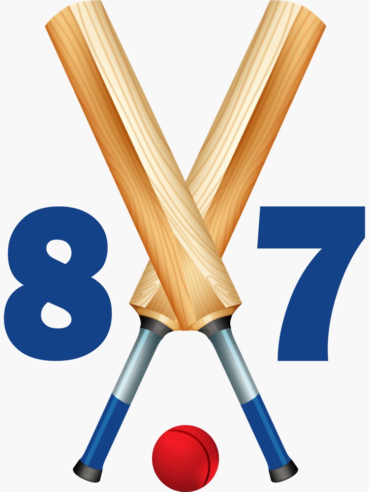 cricket-number-87-eighty-seven-with-bats-and-ball-sticker-sticker-for