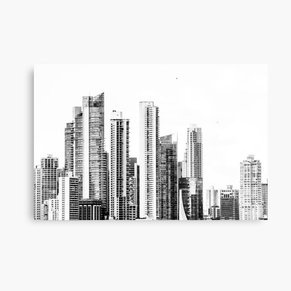 Panama skyline in black-and-white Metal Print