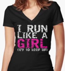 Run Like a Girl Women's Fitted V-Neck T-Shirt
