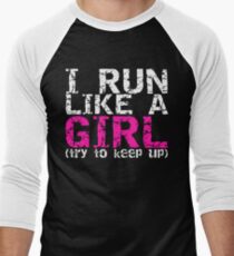 Run Like a Girl Men's Baseball ¾ T-Shirt