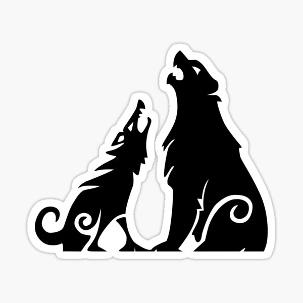 Wolf howling at the moon - wall decor vinyl decal silhouette digital print  on transparent vinyl to match any wall color 2477