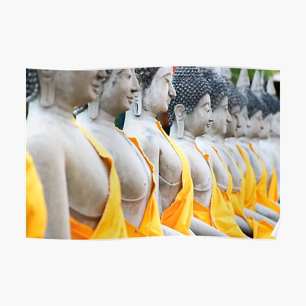 Row of Buddhas, Ayutthaya, Thailand Poster