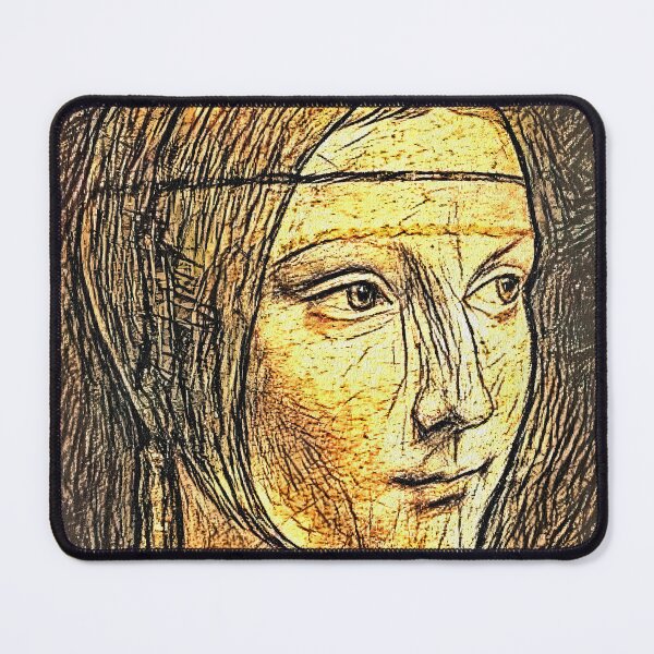 Item preview, Portrait of Cecilia Gallerani - pen sketch recreation of a Leonardo da Vinci painting designed and sold by NickoPrints.