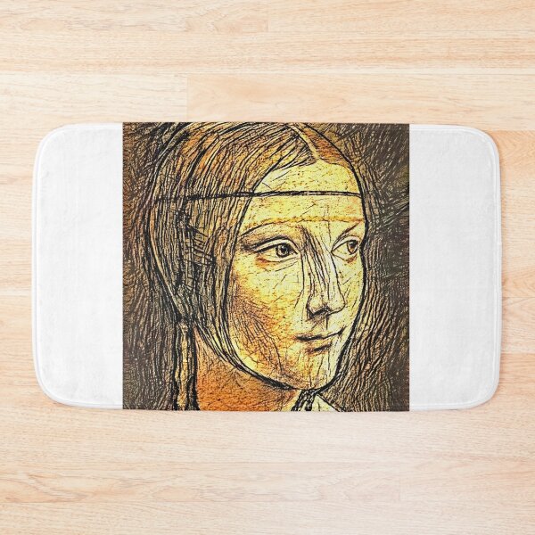 Item preview, Portrait of Cecilia Gallerani - pen sketch recreation of a Leonardo da Vinci painting designed and sold by NickoPrints.