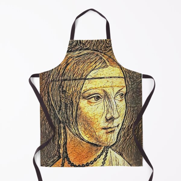 Item preview, Portrait of Cecilia Gallerani - pen sketch recreation of a Leonardo da Vinci painting designed and sold by NickoPrints.
