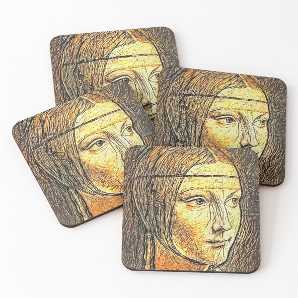 Item preview, Portrait of Cecilia Gallerani - pen sketch recreation of a Leonardo da Vinci painting designed and sold by NickoPrints.