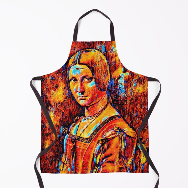 Item preview, La Belle Ferronniere by Leonardo da Vinci - colorful dark orange recreation designed and sold by NickoPrints.