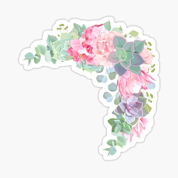 Item preview, Wild desert floral crescent shaped vector frame with succulents, echeveria designed and sold by lavendertime.