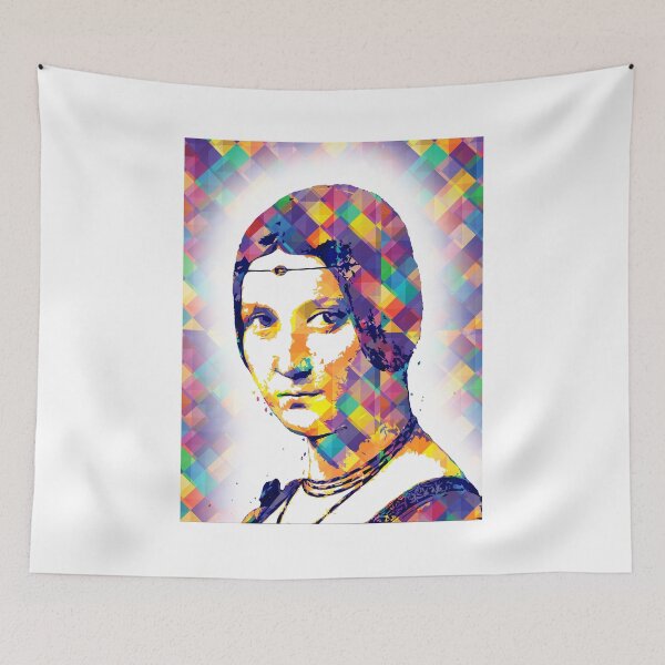 Item preview, La Belle Ferronniere by Leonardo da Vinci - colorful pop art effect designed and sold by NickoPrints.