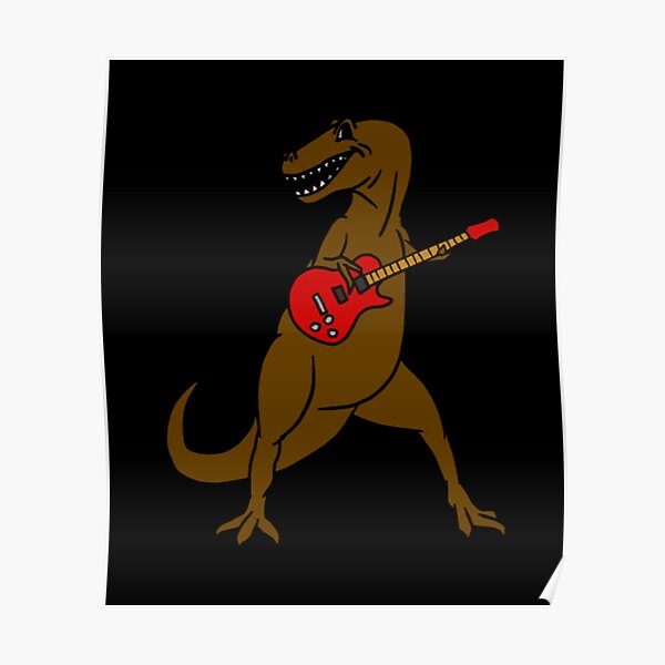 "TRex Funny Rock Music Guitar Cartoon Cool Pun" Poster for Sale by