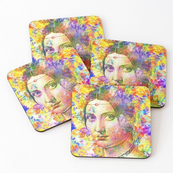 Item preview, La Belle Ferronniere by Leonardo da Vinci - colorful portrait designed and sold by NickoPrints.
