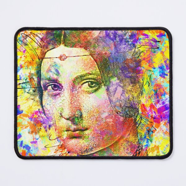 Item preview, La Belle Ferronniere by Leonardo da Vinci - colorful portrait designed and sold by NickoPrints.