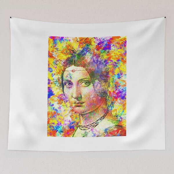 Item preview, La Belle Ferronniere by Leonardo da Vinci - colorful portrait designed and sold by NickoPrints.