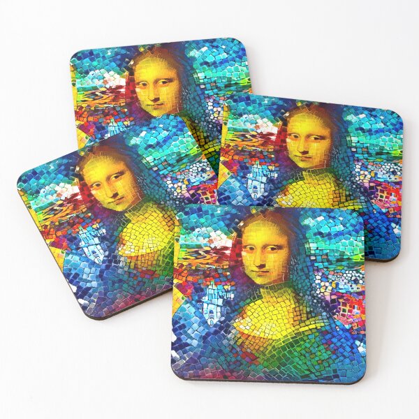 Item preview, Lady with an Ermine, Mona Lisa, and La Belle Ferronniere - colorful mosaic designed and sold by NickoPrints.