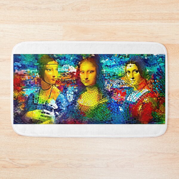 Item preview, Lady with an Ermine, Mona Lisa, and La Belle Ferronniere - colorful mosaic designed and sold by NickoPrints.