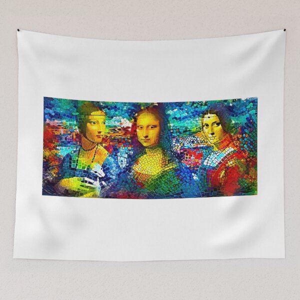 Item preview, Lady with an Ermine, Mona Lisa, and La Belle Ferronniere - colorful mosaic designed and sold by NickoPrints.