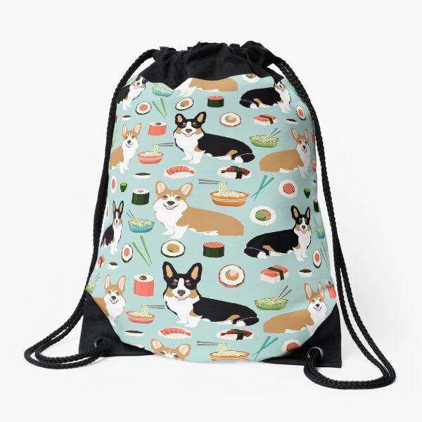 Corgi welsh corgi sushi food dog gifts dog breeds by pet friendly Drawstring Bag