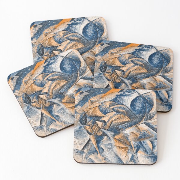 Item preview, Dynamism of a Cyclist by Umberto Boccioni - digital recreation in blue and orange designed and sold by NickoPrints.
