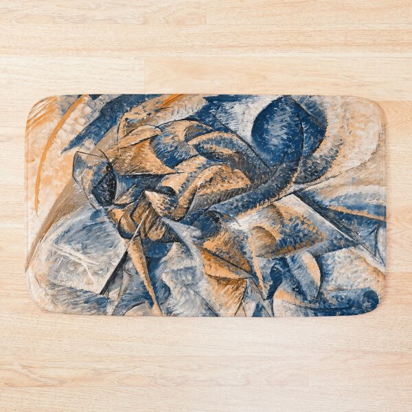 Item preview, Dynamism of a Cyclist by Umberto Boccioni - digital recreation in blue and orange designed and sold by NickoPrints.