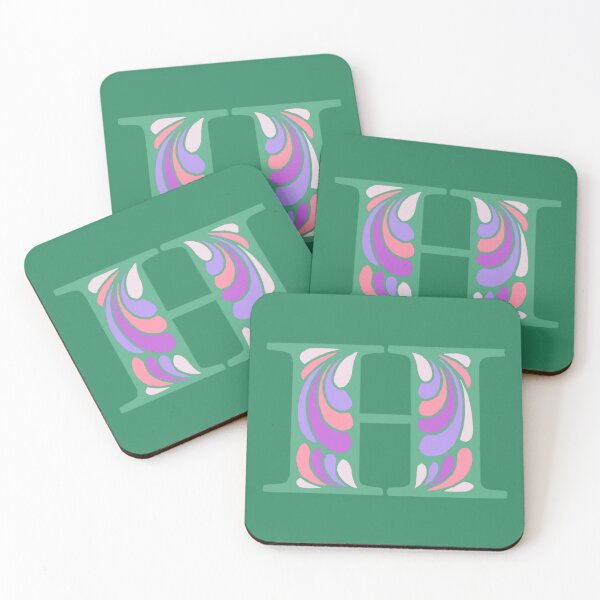 Item preview, Letter H Fancy Monogram Hippie Initial Green designed and sold by everything4eva.
