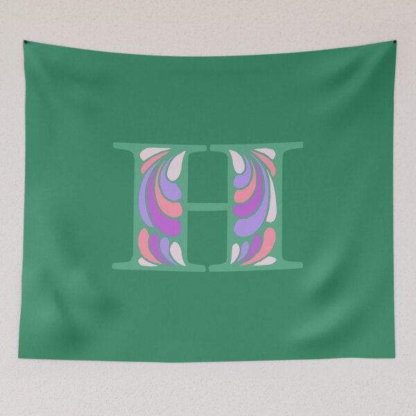 Item preview, Letter H Fancy Monogram Hippie Initial Green designed and sold by everything4eva.